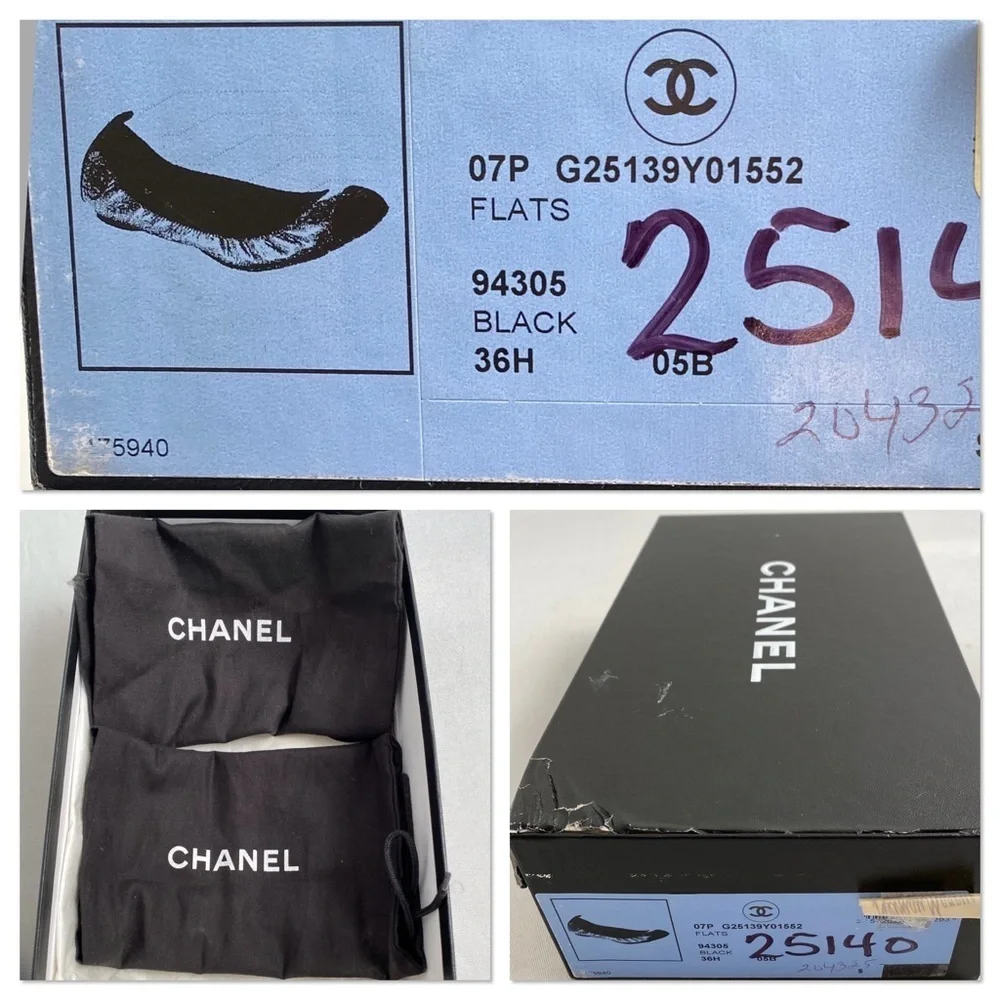 Chanel black classic elastic ballet flats 7